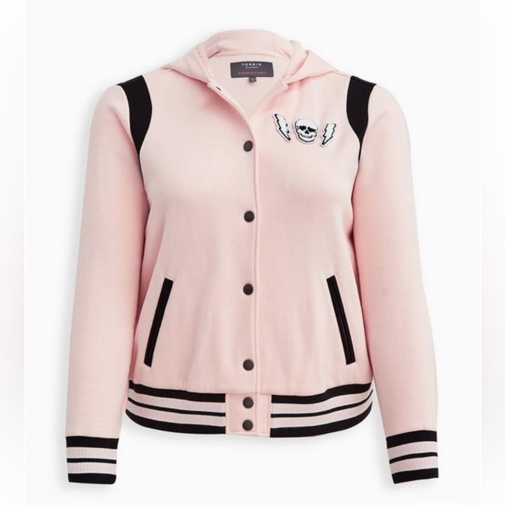 New! Torrid sz 3 Skull Lightning Fleece Varsity‎ Bomber Jacket 3X
